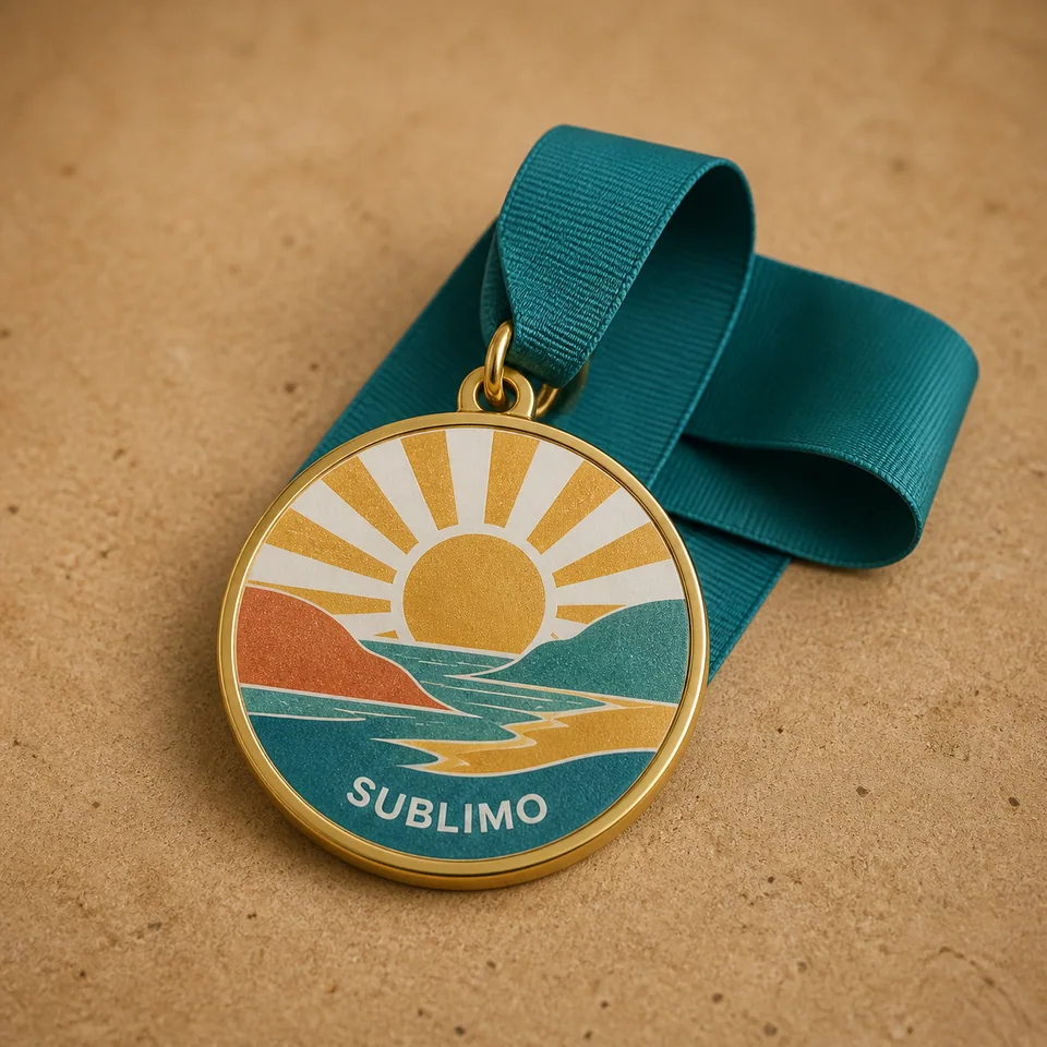 Medalla premiación: ejemplo ilustrativo de personalización Sublimo