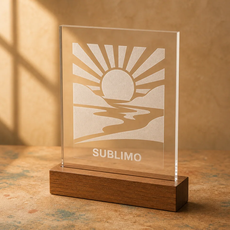 Placa de reconocimiento: ejemplo ilustrativo de personalización Sublimo